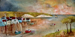 Tea By The Sea by Keith Athay - Varnished Original Painting on Box Canvas sized 39x20 inches. Available from Whitewall Galleries